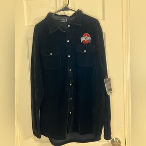 Colosseum Ohio State Black Corduroy Fleece lined Button Down  Shirt